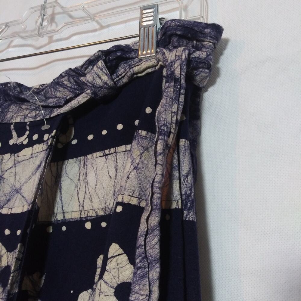 Summer Cotton Floral Patterned Blue and White Tie Dye Wrap Skirt Boho Size L - Picture 4 of 6
